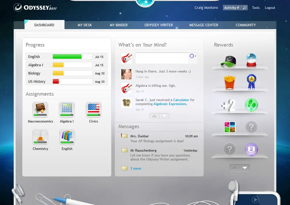 Odyssey high school dashboard